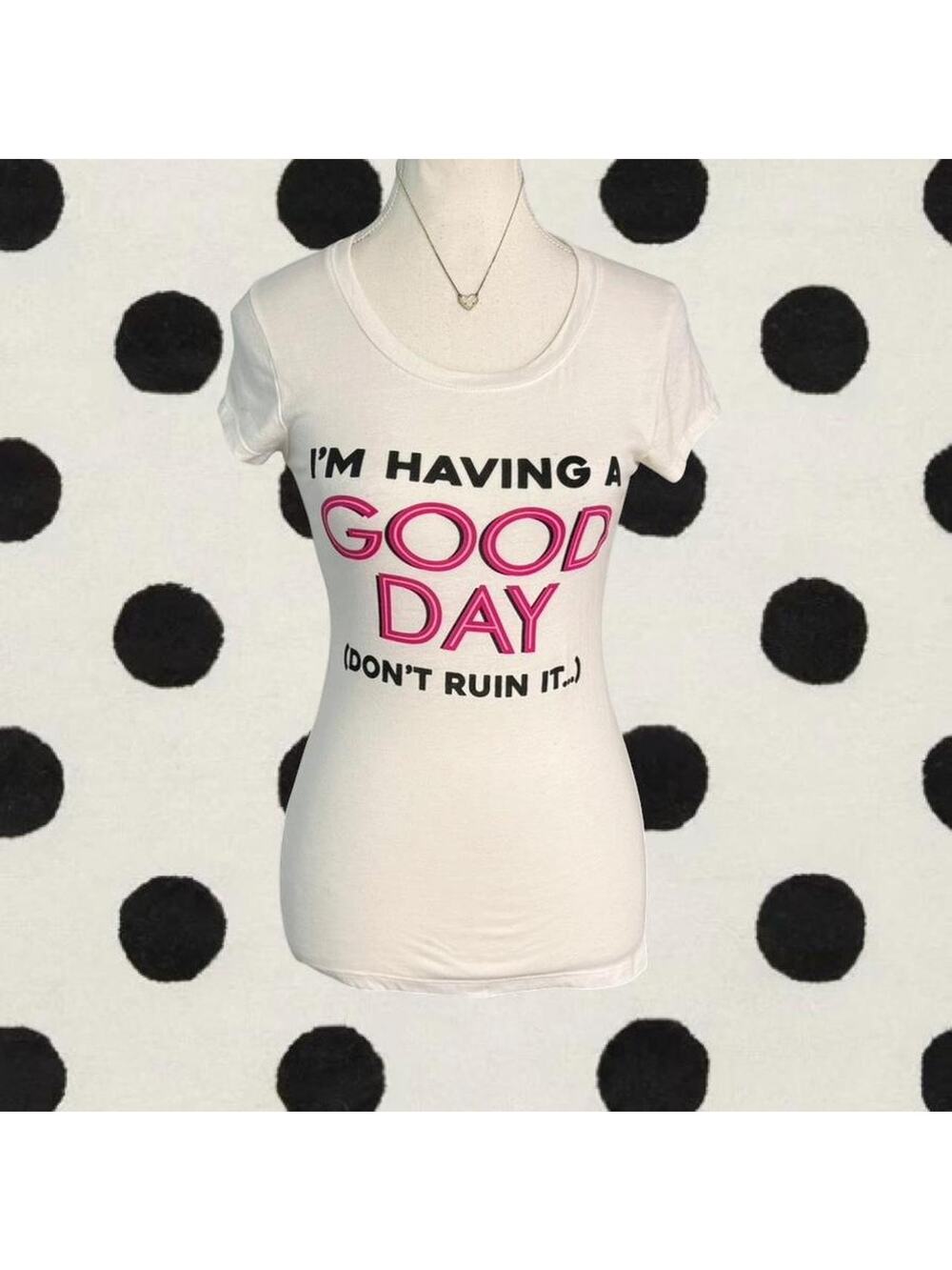 Wound Up white graphic baby tee Size S “I’m having a bad day doing ruin it”